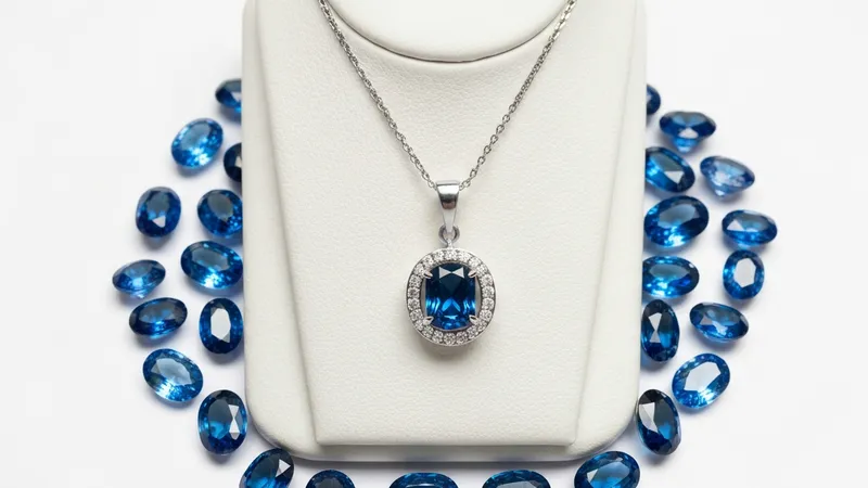 Pendentif saphir porté par une femme, style élégant